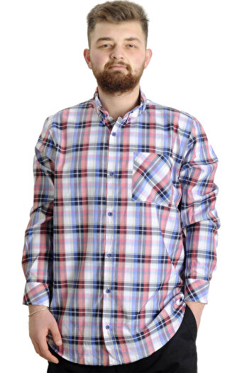 ModeXL Mode Xl Large Size Men's Shirt Plaid Long Sleeve 23300 Sand-black