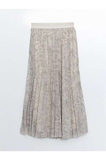 LC Waikiki Lcw Patterned Pleated Women's Skirt with Elastic Waist
