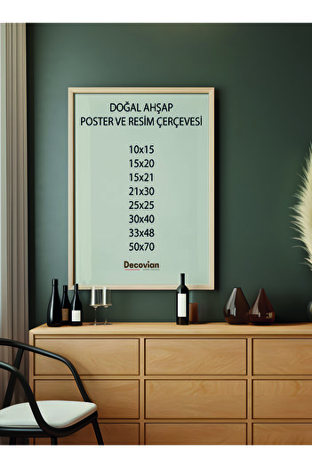 DecovianHomeDesign Doğal Ahşap Çerçeve - Poster Çerçevesi - Resim Belge Çerçevesi- Diploma Çerçevesi ( Postersiz)