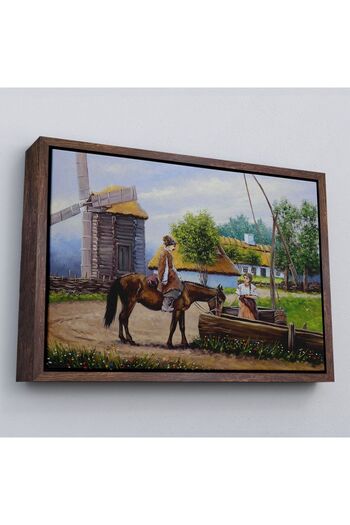 indispensablely Framed Village Landscape Oil Painting View Decorative Canvas Wall Painting-3737