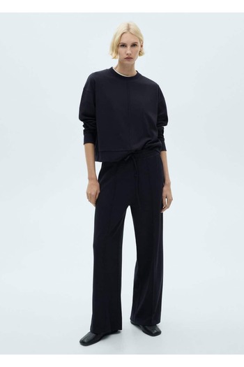 MANGO Woman Round Neck Sweatshirt with Stitching Details