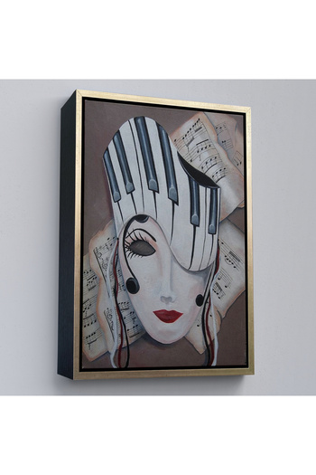 indispensablely Framed Music Notes and Women's Surreal Painting-6489