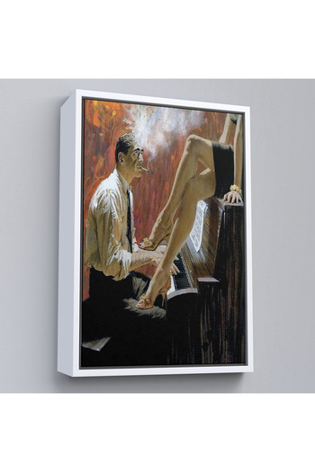 indispensablely Framed Piano Playing Man and Woman Wall Painting-6191