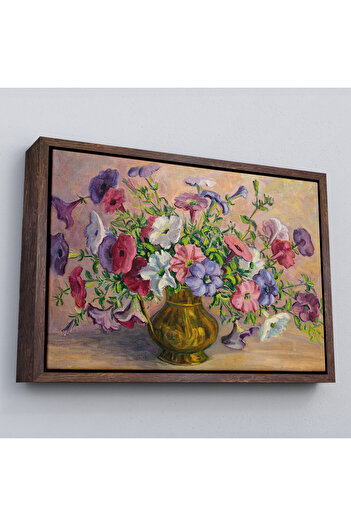 indispensablely Flowers in a Vase with Frame Vintage Oil Painting View Decorative Canvas Wall Painting-3672