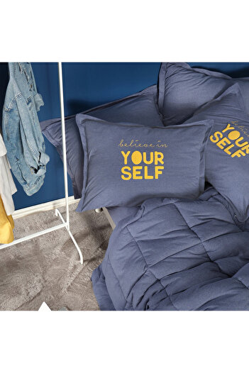 Karaca Motto Cotton Comfort, Quilt Set, Double, Indigo