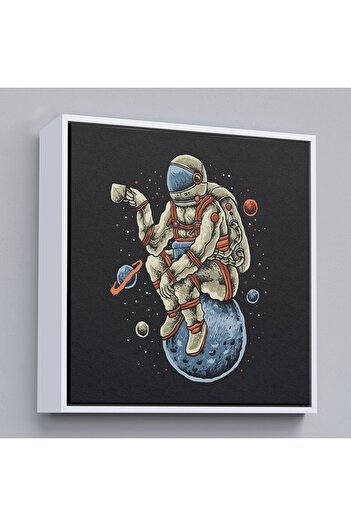 indispensablely Astronaut Resting and Drinking Coffee on the Frame World Canvas Painting-5098