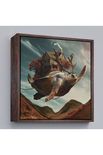 indispensablely Flying Turtle Carrying Evini on Her Back with Frame Surreal Painting-5868
