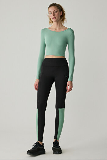Urban Beat Marion Urban Beat Women's Wide Collar Long Sleeve Sportwear Green Bustier