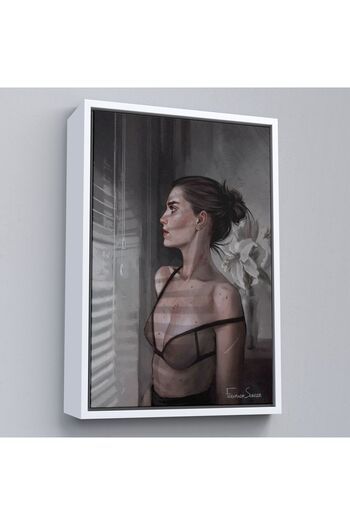indispensablely Framed Beautiful Woman Looking Out of Window Canvas Painting-5257