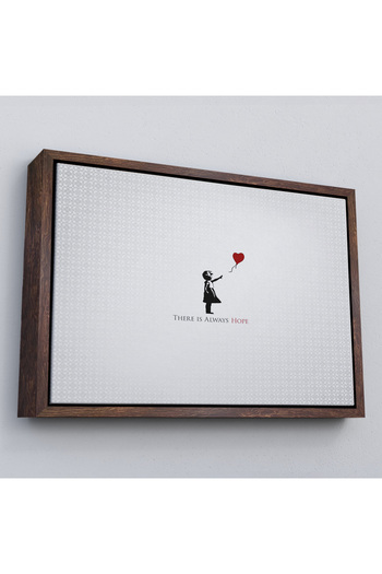 indispensablely Framed Banksy Girl with Red Balloon Has Always Hope Written Painting-5012