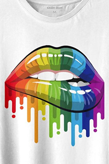 Kendim Seçtim Μπλουζάκι Unisex Lips Rainbow Lip Rainbow Printed T-shirt