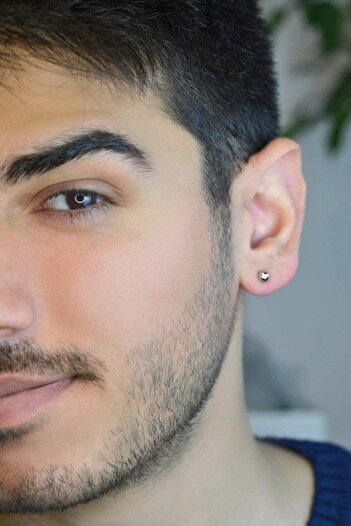 Sacce Scarves&Accessories 5 mm Silver Color Men's Earrings