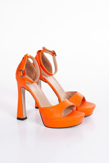 derithy Fancy Thick Platform Summer Sandals with Thin Heels and Ankle Strap - Byc1801-Orange