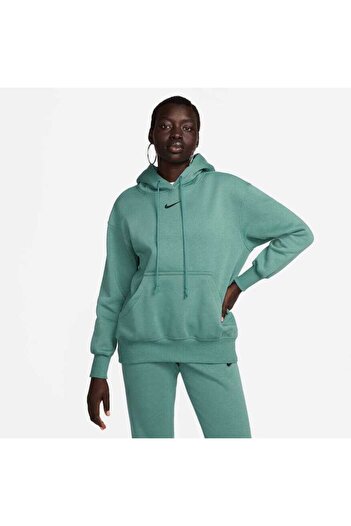 Nike Γυναικείο φούτερ Phoenix Fleece - Πλήρης φερμουάρ, Oversize Hoodie Fleece με κουκούλα dq5758-208
