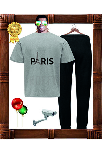 HOFFNUNG Paris Eiffel Tower Patterned Unisex Full Pants Set