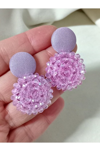 mos&more Textured Pink Earrings with Cutout Beads