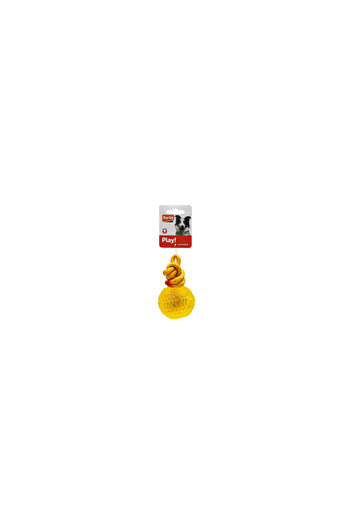 Karlie Stringed Plastic Ball Dog Toy Yellow 16cm