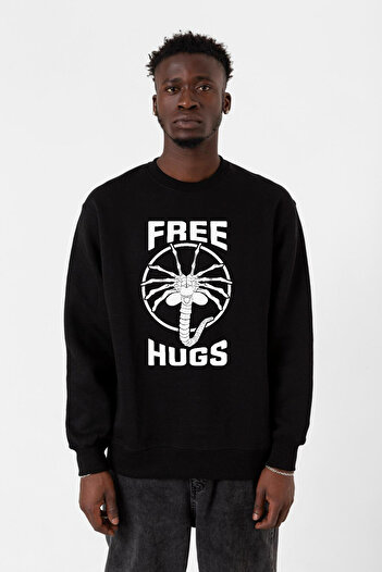 Tshirthane Безкоштовна футболка Facehugger Hugs Siyah Erkek 2ip