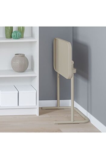 IKEA Çok Kullanışlı Bej Renkli Bjorkasen Laptop Masası, Ayarlanabilir Ve Bardaklık Fonksiyonlu