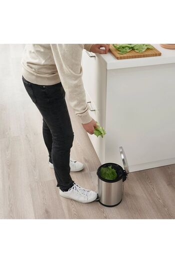 IKEA Snörpa Garbage Bin Pedal Dustbin, Stainless Steel, 5 Lt