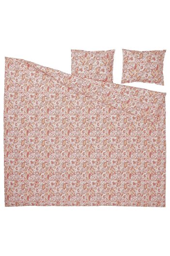 IKEA Pink-white Double Duvet Cover Set - 240x220/50x60 cm, 80% Cotton/20% Viscose/Rayon