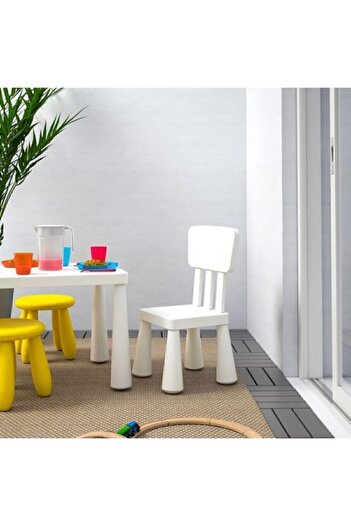 IKEA Çocuk Taburesi Sarı Renk Çocuk Tabure-oturak Masa Oyun Sandalyesi Polipropilen Plastik