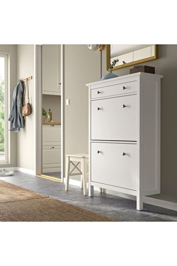 IKEA HEMNES ayakkabı dolabı, beyaz, 89x30x127 cm, 3bölmeli
