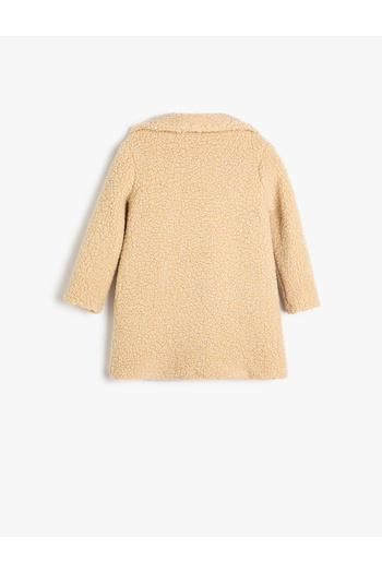 Koton Plush Coat with Button Closure Pockets