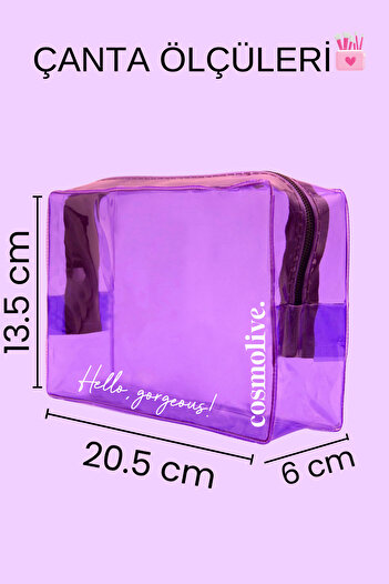 Cosmolive Transparent Travel Skincare, Makeup and Cosmetic Organizing Bag Pvc Purple_Large