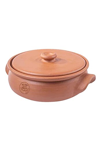 ELİZİ Round Shape Full Natural Handmade Clay Pot with Lid Medium