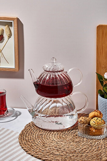 B.A.Y.NUVOLA Vitor Glass Teapot with Metal Strainer Heat Resistant Glass 1500ml Water Bottle-600Ml Teapot