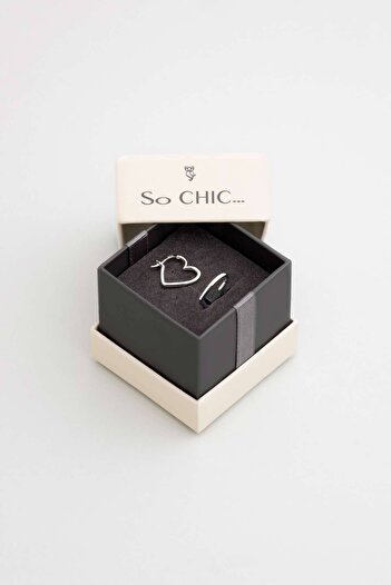 So CHIC... Romantik Kalp 18 Ayar Beyaz Altın Kaplama Gümüş Küpe
