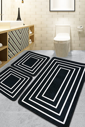 Chilai Home Black 3-Pack Bath Mat Djtbanyo