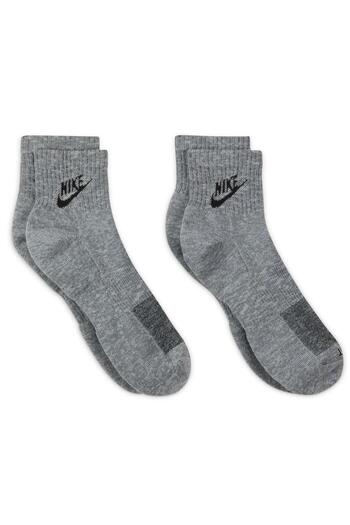 Nike Everday Plus Cushioned Ankle Καθημερινές Υποστηρικτές Κάλτσες Ποδιών Μάλαμα 2 Πακέτο Γκρι