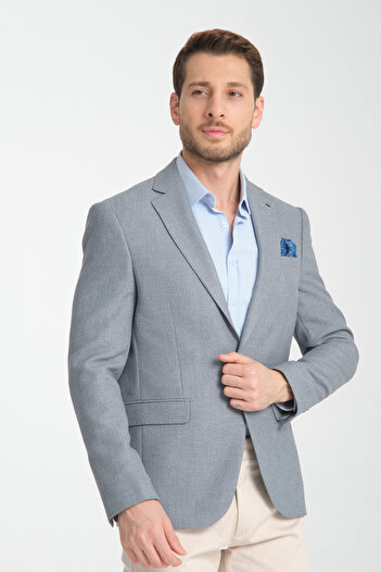 Frappoli Patterned Men's Mono Collar Casual Blazer Jacket