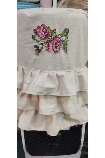 TUNCAY TEKSTİL Authentic Carboy Cover Case with Red Cross-Stitch Ruffles