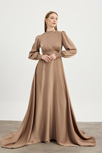 Birgül Bektaş Dark Mink Tailed Elena Dress