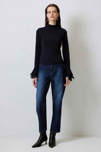 Touché Privé Chiffon Sleeve Knitted Bluz