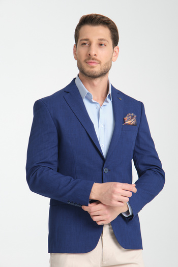 Frappoli Arunte Men's Parliament Linen Look Thin Four Seasons Wearable Slim Fit Blazer Jacket