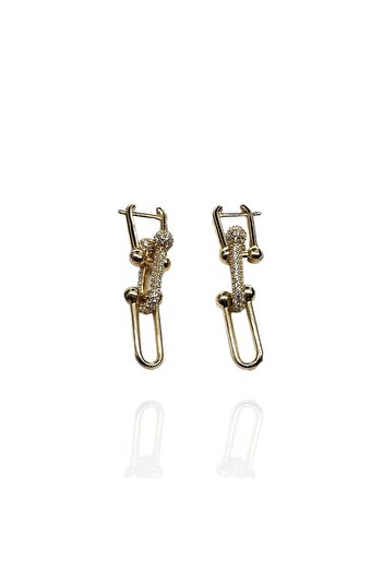 Altın Nesil 14 Ayar Taşlı Tiffany Model Altın Küpe