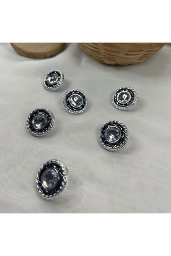 Bukle İplik Large Crystal Detailed Twisted Metallized Plastic Bottom Sewing 34" Button (12 Pcs)