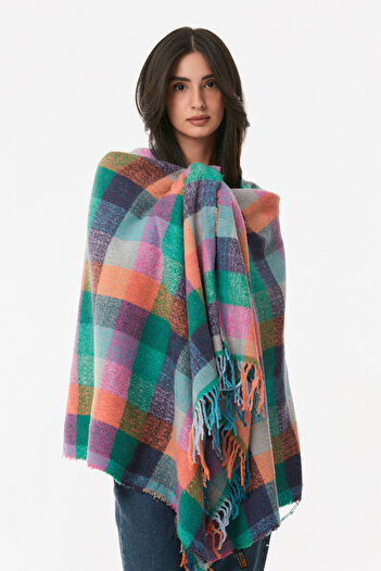 Fulla Moda Plaid Patterned Soft Textured Shawl