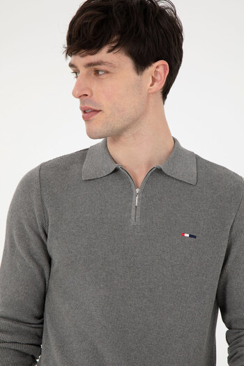 U.S. Polo Assn. Men's Gray Melange Basic Sweater 50298266 -Vr086