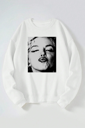 THEWERT Marilyn Monroe Kiss Printed Γυναικεία/Ανδρική Λευκή Βαμβακερή μπλούζα με λαιμόκοψη