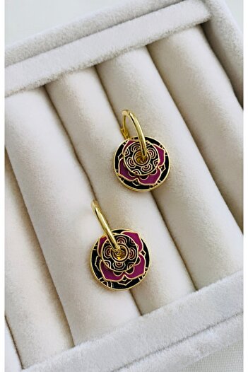 VNS Accessories Colorful Hoop Earrings with Vintage Ethnic Charm (2.5 cm)