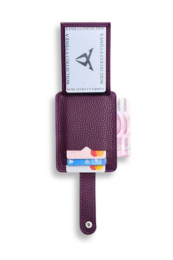VANİLLA COLLECTİON Unisex Minimal Thin Model Purple Credit Card Holder & Business Card Holder & Wallet & Portfolio