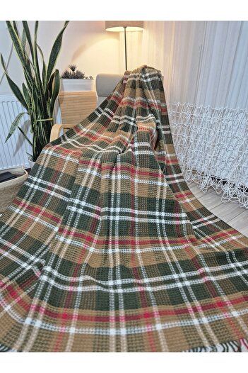 stay with love Scotch Blanket Double Cotton Blanket 180*220 cm Mustard-Green Valentine's Day Gift