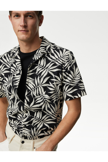 Marks & Spencer Regular Fit Kısa Kollu Keten Gömlek