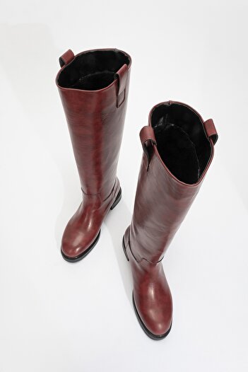 LuviShoes Alaska Burgundy Skin Women's Riding Boots