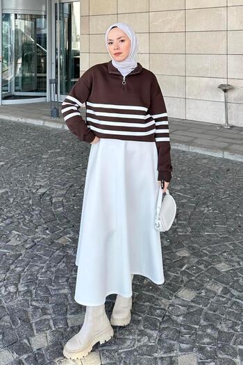 lamelif Туника с цип и суитшърт Bitter Brown